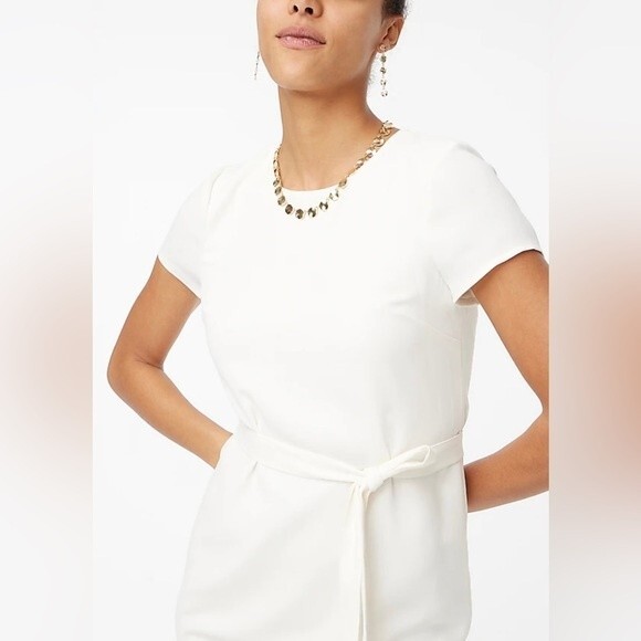 J Crew Factory NWT Petite Belted Suiting Dress Size 6P in Ivory - Picture 3 of 8